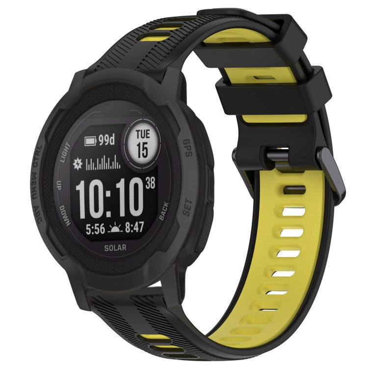 For Garmin Instinct 2 Sports Two-Color Silicone Watch Band(Black+Yellow) - Watch Bands by PMC TechLife | Online Shopping South Africa | PMC TechLife