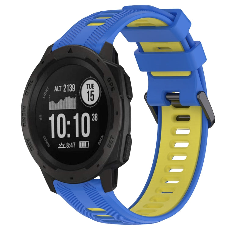 For Garmin Instinct Sports Two-Color Silicone Watch Band(Blue+Yellow) - Watch Bands by PMC TechLife | Online Shopping South Africa | PMC TechLife
