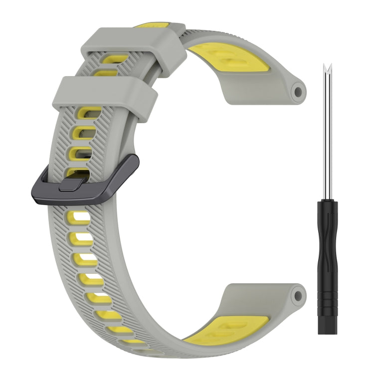 For Garmin Approach S70 47mm Sports Two-Color Silicone Watch Band(Grey+Yellow) - Watch Bands by PMC TechLife | Online Shopping South Africa | PMC TechLife