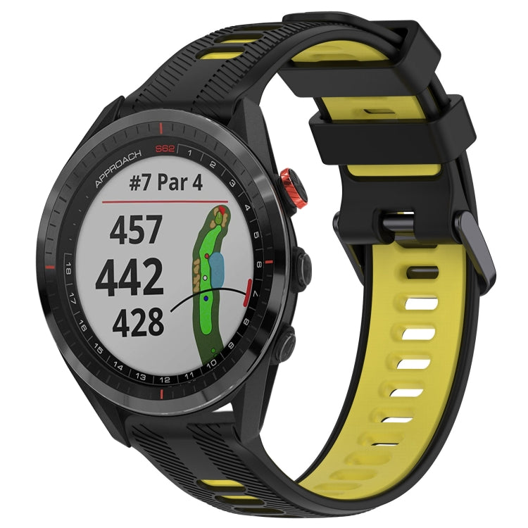 For Garmin Approach S62 Sports Two-Color Silicone Watch Band(Black+Yellow) - Watch Bands by PMC TechLife | Online Shopping South Africa | PMC TechLife