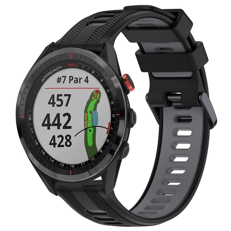 For Garmin Approach S62 Sports Two-Color Silicone Watch Band(Black+Grey) - Watch Bands by PMC TechLife | Online Shopping South Africa | PMC TechLife