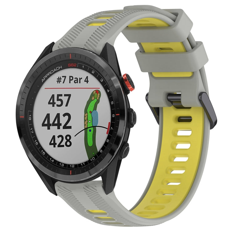 For Garmin Approach S62 Sports Two-Color Silicone Watch Band(Grey+Yellow) - Watch Bands by PMC TechLife | Online Shopping South Africa | PMC TechLife