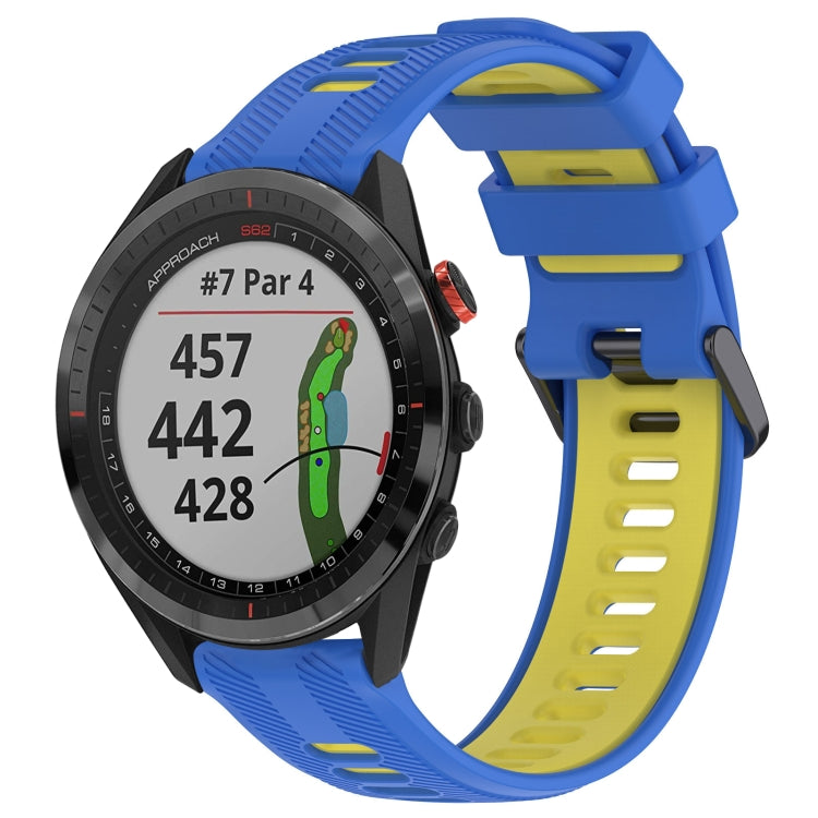 For Garmin Approach S62 Sports Two-Color Silicone Watch Band(Blue+Yellow) - Watch Bands by PMC TechLife | Online Shopping South Africa | PMC TechLife