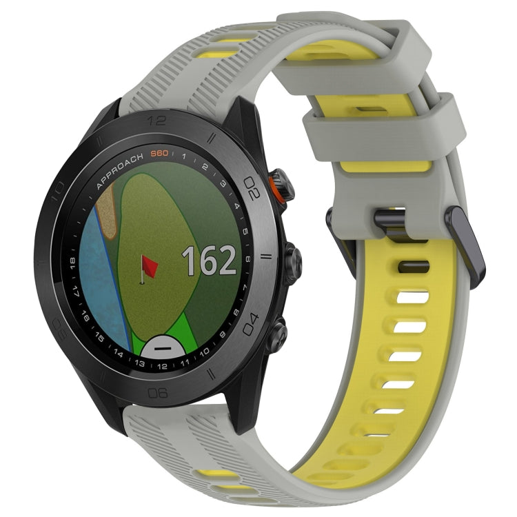 For Garmin Approach S60 Sports Two-Color Silicone Watch Band(Grey+Yellow) - Watch Bands by PMC TechLife | Online Shopping South Africa | PMC TechLife