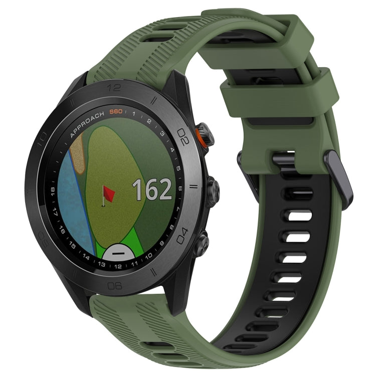 For Garmin Approach S60 Sports Two-Color Silicone Watch Band(Army Green+Black) - Watch Bands by PMC TechLife | Online Shopping South Africa | PMC TechLife