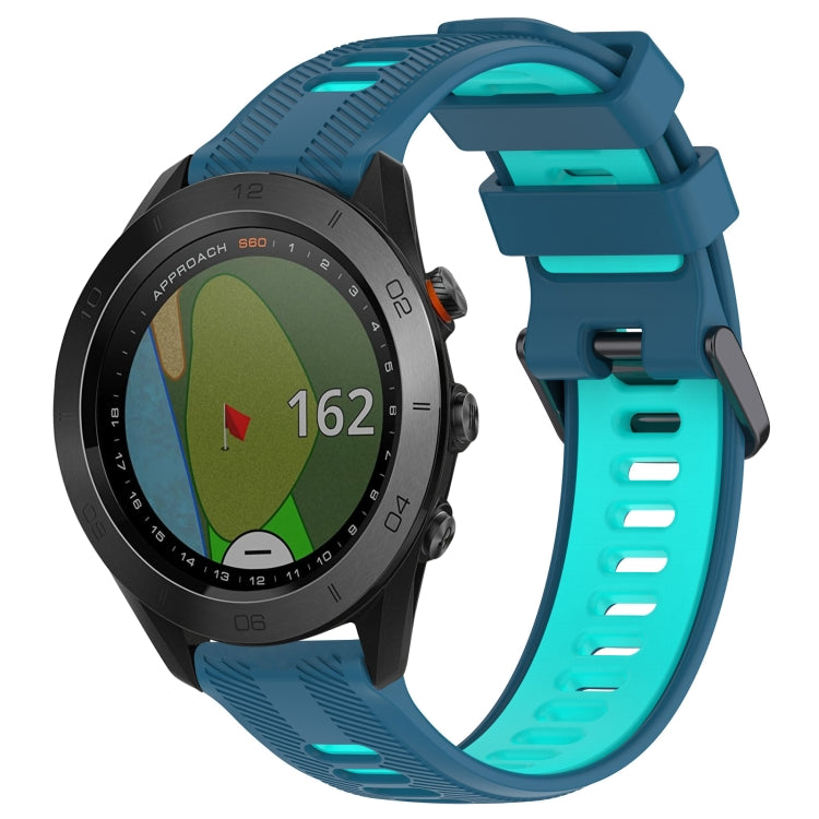 For Garmin Approach S60 Sports Two-Color Silicone Watch Band(Blue+Teal) - Watch Bands by PMC TechLife | Online Shopping South Africa | PMC TechLife