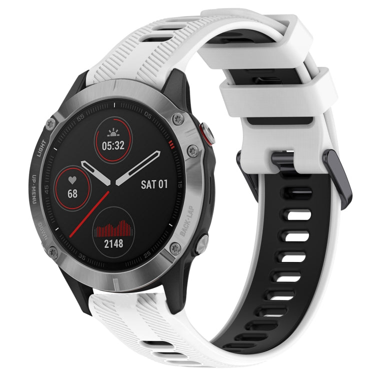 For Garmin Fenix 6 Sports Two-Color Silicone Watch Band(White+Black) - Watch Bands by PMC TechLife | Online Shopping South Africa | PMC TechLife