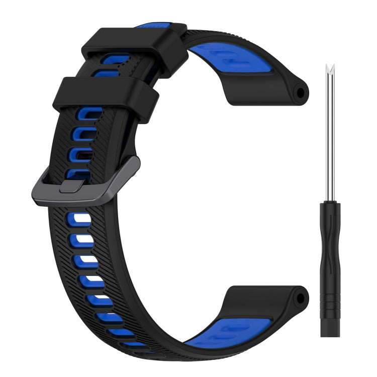 For Garmin Fenix 6 Pro Sports Two-Color Silicone Watch Band(Black+Blue) - Watch Bands by PMC TechLife | Online Shopping South Africa | PMC TechLife