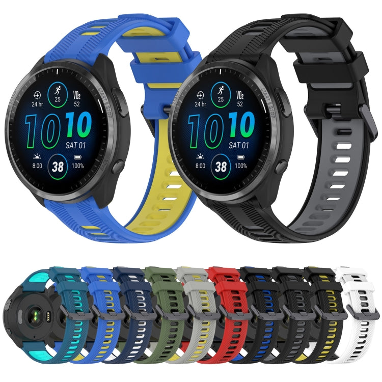 For Garmin Approach S70 47mm Sports Two-Color Silicone Watch Band(Army Green+Black) - Watch Bands by PMC TechLife | Online Shopping South Africa | PMC TechLife