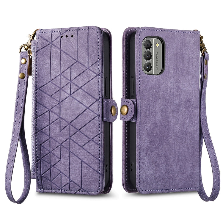 For Nokia X30 5G Geometric Zipper Wallet Side Buckle Leather Phone Case(Purple) - Nokia Cases by PMC TechLife | Online Shopping South Africa | PMC TechLife