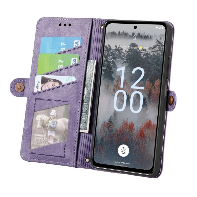 For Nokia X30 5G Geometric Zipper Wallet Side Buckle Leather Phone Case(Purple) - Nokia Cases by PMC TechLife | Online Shopping South Africa | PMC TechLife