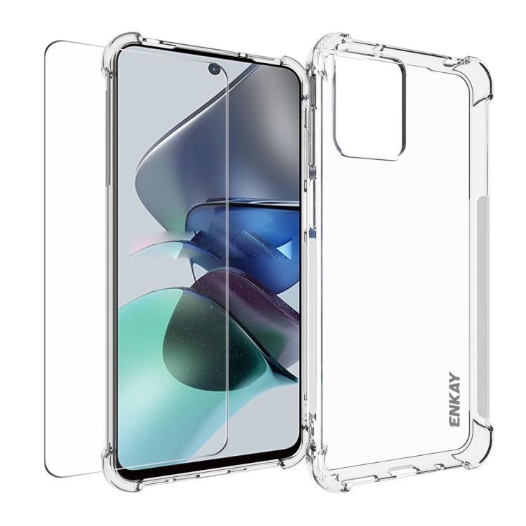 For Motorola Moto G23 4G ENKAY Transparent TPU Shockproof Phone Case with Glass Film - free shipping - PMC TechLife - Order now!