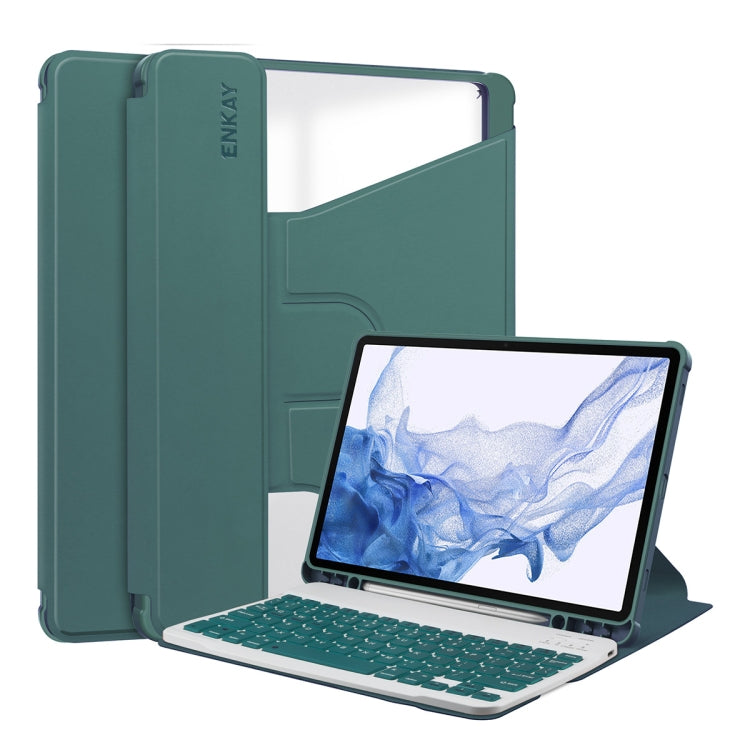 For Samsung Galaxy Tab S9 ENKAY 360 Degree Rotation Leather TPU Smart Case with Wireless Keyboard(Dark Green) - Galaxy Tab S9 Cases by ENKAY | Online Shopping South Africa | PMC TechLife | Buy Now Pay Later Mobicred