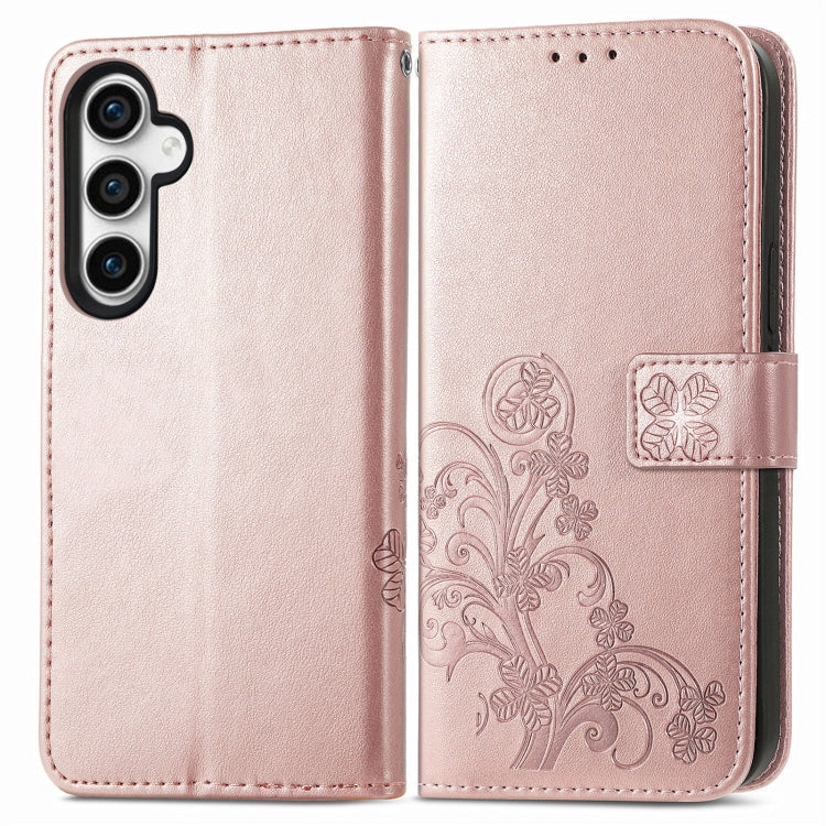 For Samsung Galaxy S23 FE 5G Four-leaf Clasp Embossed Buckle Leather Phone Case(Rose Gold) - free shipping - PMC TechLife - Order now!