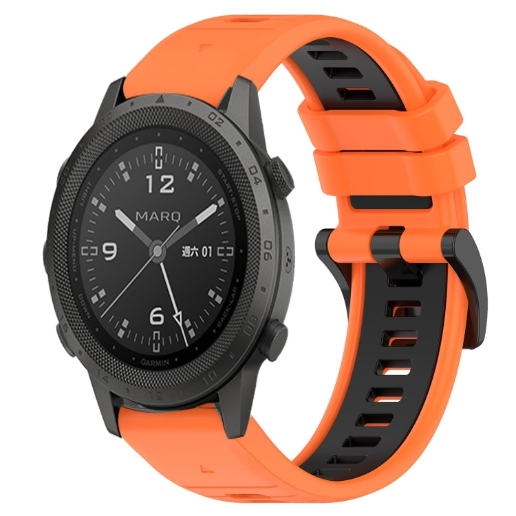 Compatible with Garmin MARQ Commander 22mm Sports Two-Color Silicone Watch Band(Orange+Black) - free shipping - PMC TechLife - Order now!