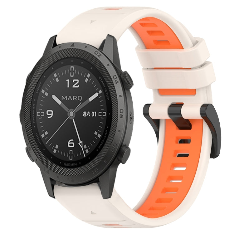 Compatible with Garmin MARQ Commander 22mm Sports Two-Color Silicone Watch Band(Starlight+Orange) - free shipping - PMC TechLife - Order now!