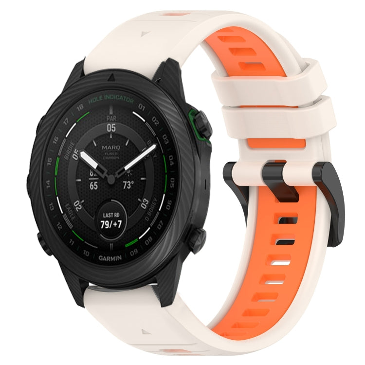 Compatible with Garmin MARQ Golfer 22mm Sports Two-Color Silicone Watch Band(Starlight+Orange) - free shipping - PMC TechLife - Order now!