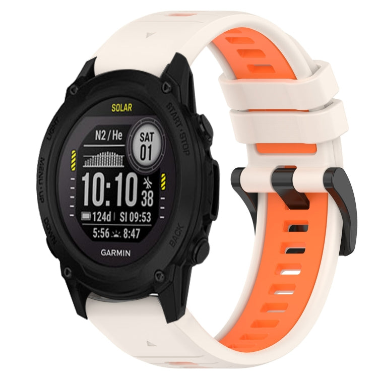 Compatible with Garmin Descent G1 Solar 22mm Sports Two-Color Silicone Watch Band(Starlight+Orange) - free shipping - PMC TechLife - Order now!