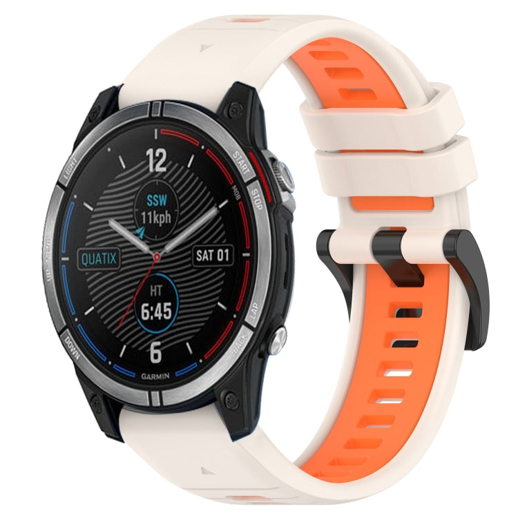 Compatible with Garmin Quatix 7 22mm Sports Two-Color Silicone Watch Band(Starlight+Orange) - free shipping - PMC TechLife - Order now!