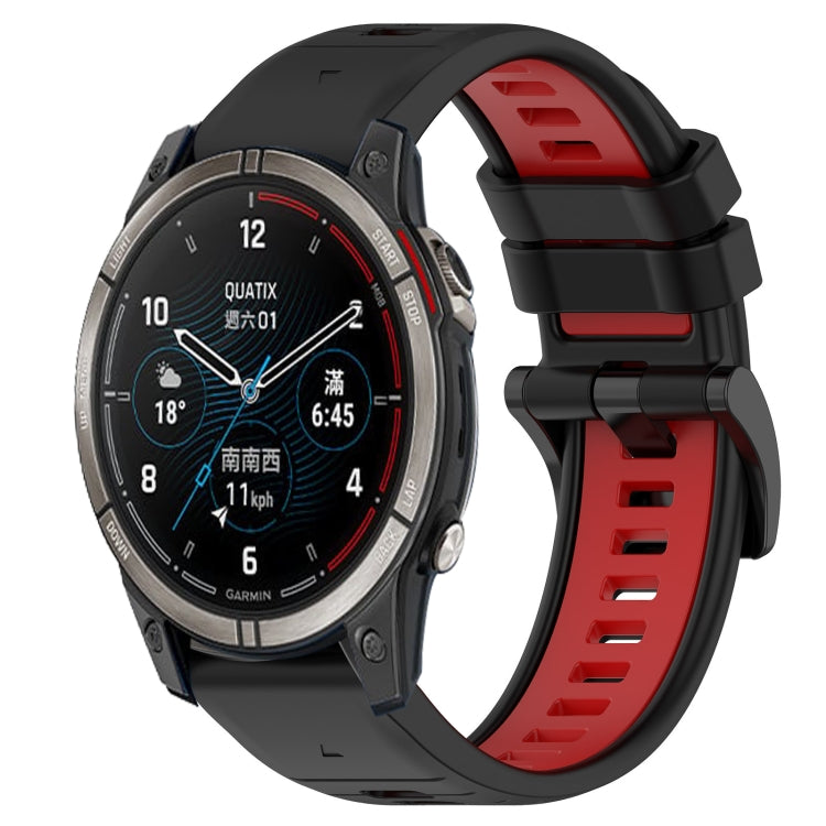 Compatible with Garmin Quatix 7 Pro 22mm Sports Two-Color Silicone Watch Band(Black+Red) - free shipping - PMC TechLife - Order now!