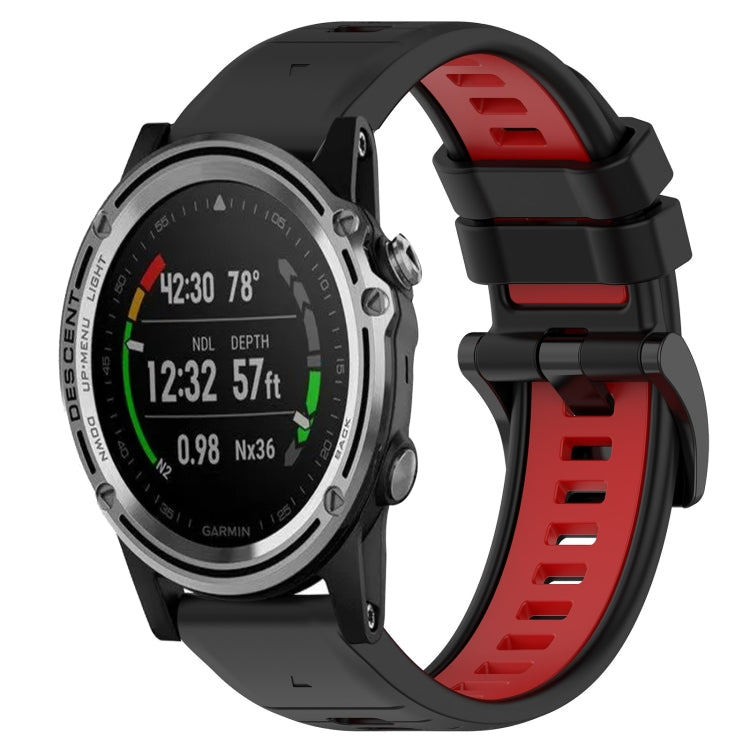 Compatible with Garmin Descent MK 1 26mm Sports Two-Color Silicone Watch Band(Black+Red) - free shipping - PMC TechLife - Order now!