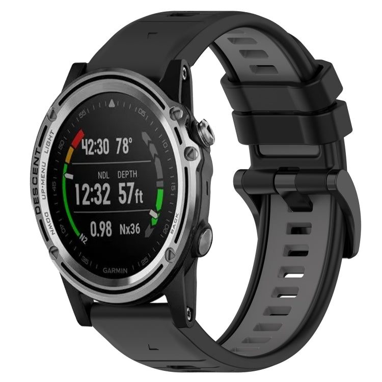 Compatible with Garmin Descent MK 1 26mm Sports Two-Color Silicone Watch Band(Black+Grey) - free shipping - PMC TechLife - Order now!