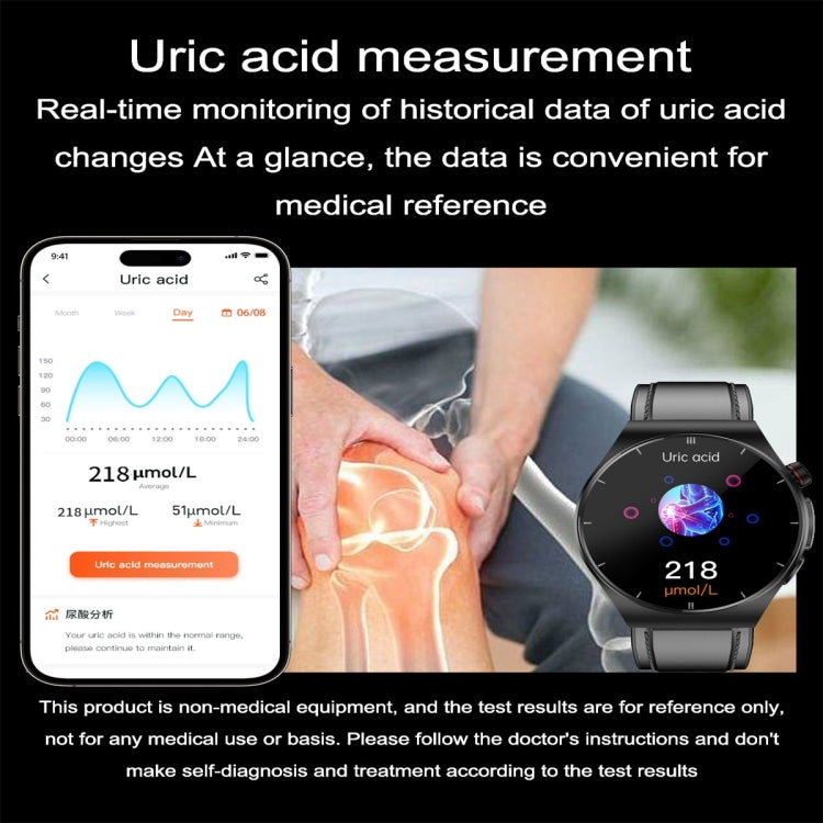 ET340 1.46 inch Color Screen Smart Leather Strap Watch,Support Blood Oxygen / Blood Glucose / Uric Acid Measurement / Blood Lipid Monitoring(Brown) - Smart Watches by PMC TechLife | Online Shopping South Africa | PMC TechLife | Buy Now Pay Later Mobicred