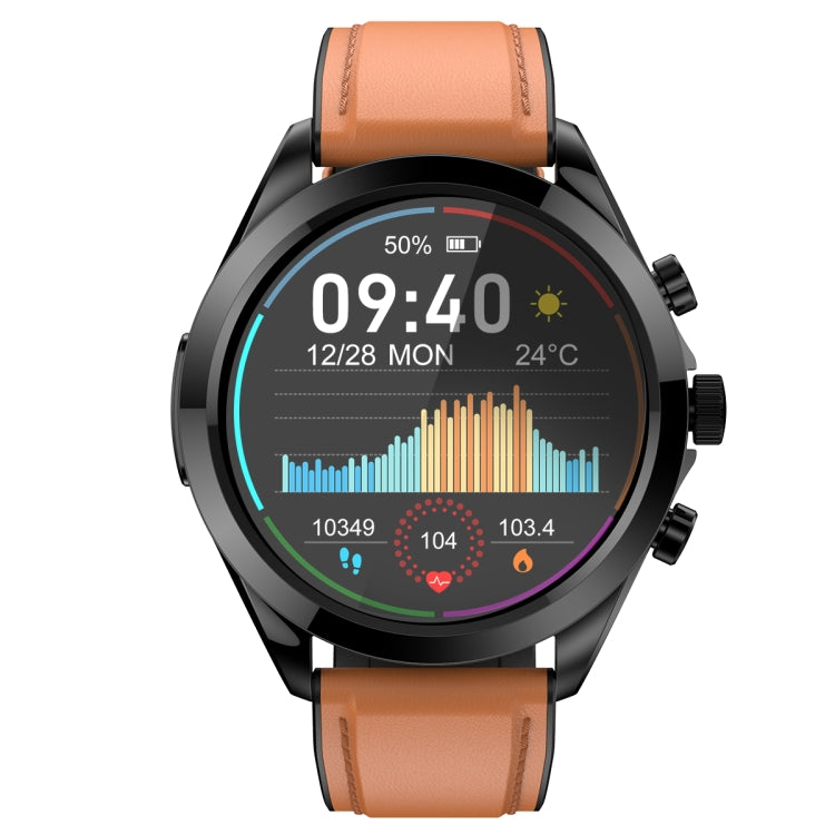ET440 1.39 inch Color Screen Smart Leather Strap Watch,Support Heart Rate / Blood Pressure / Blood Oxygen / Blood Glucose Monitoring(Brown) - Smart Watches by PMC TechLife | Online Shopping South Africa | PMC TechLife | Buy Now Pay Later Mobicred