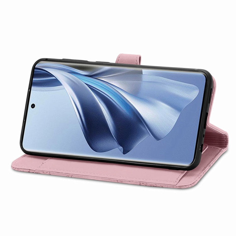 For OPPO Reno10 /10 Pro Global Embossed Flower Zipper Leather Phone Case(Pink) - OPPO Cases by PMC TechLife | Online Shopping South Africa | PMC TechLife | Buy Now Pay Later Mobicred