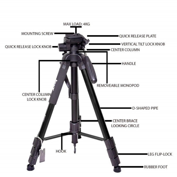 JMARY KP2264 Portable Detachable Tripod Mobile Phone SLR Camera Aluminium Alloy Stand(Red) - free shipping - PMC TechLife - Order now!