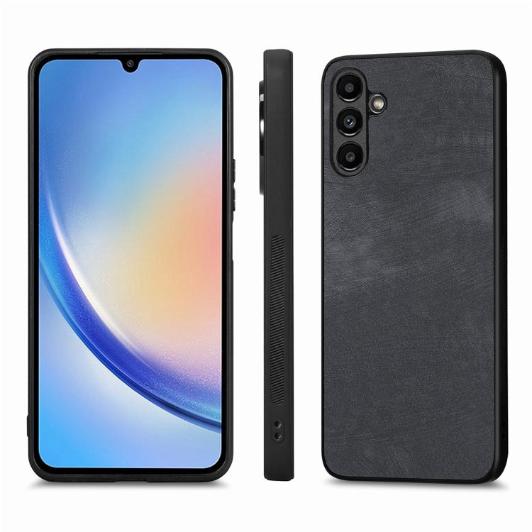 For Samsung Galaxy A34 5G ENKAY Retro Leather Skin PC Phone Case with High Aluminum-silicon Glass Film(Black) - free shipping - PMC TechLife - Order now!