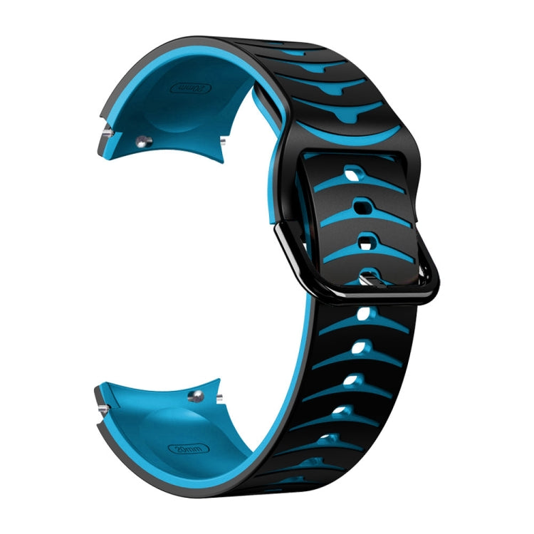 For Samsung Galaxy Watch 6 Classic 47mm Curved Texture Silicone Watch Band(Black+Blue) - free shipping - PMC TechLife - Order now!