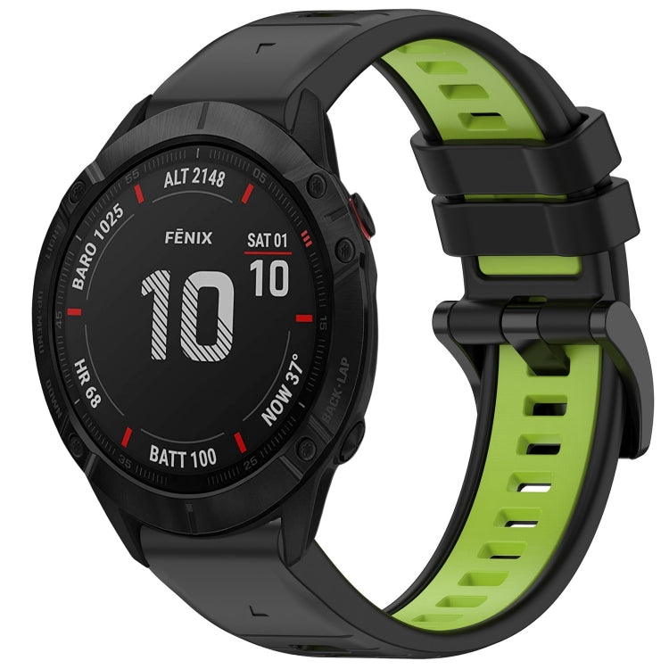 Compatible with Garmin Fenix 6X Pro Sports Two-Color Quick Release Silicone Watch Band(Black+Green) - free shipping - PMC TechLife - Order now!