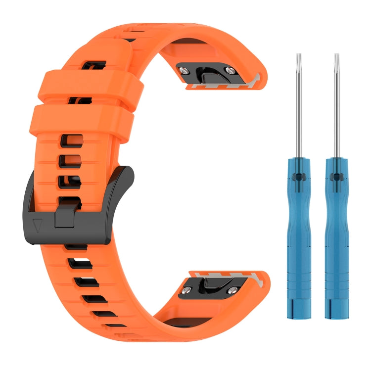 Compatible with Garmin Fenix 6X Pro Sports Two-Color Quick Release Silicone Watch Band(Orange+Black) - free shipping - PMC TechLife - Order now!