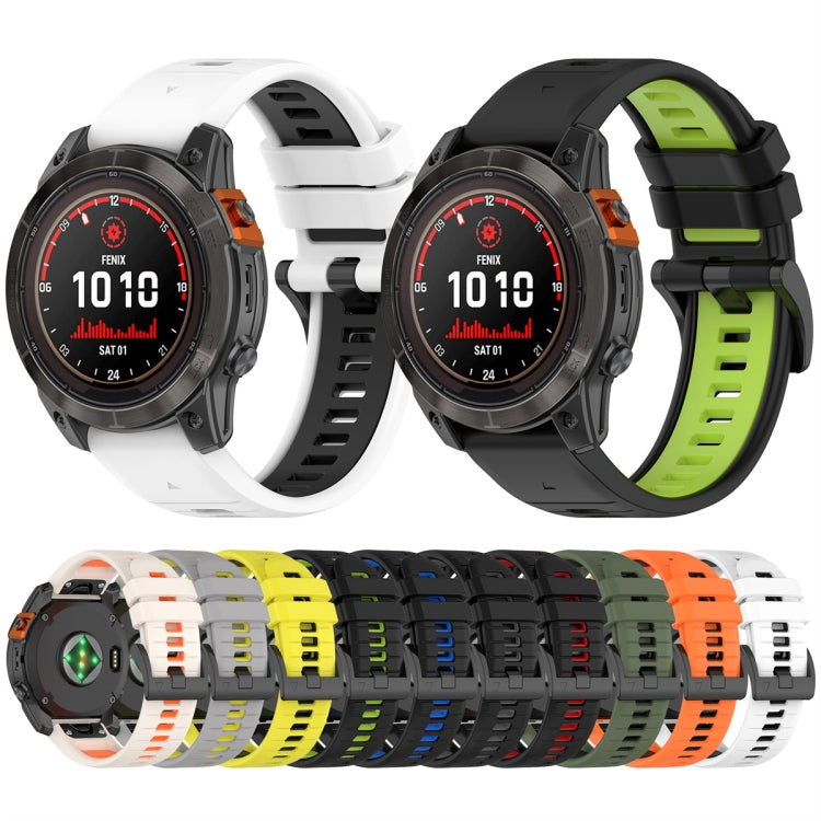 Compatible with Garmin Fenix 6X Pro Sports Two-Color Quick Release Silicone Watch Band(Black+Green) - free shipping - PMC TechLife - Order now!