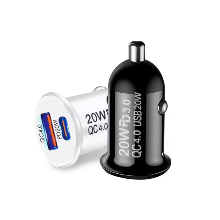 P10 Mini Style QC4.0 USB / PD20W Dual Port Car Charger(Black) - Car Charger by PMC TechLife | Online Shopping South Africa | PMC TechLife