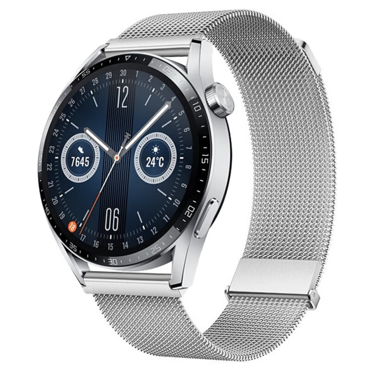 For Huawei Watch GT3 46mm Milan Double Magnetic Steel Mesh Watch Band(Silver) - Watch Bands by PMC TechLife | Online Shopping South Africa | PMC TechLife