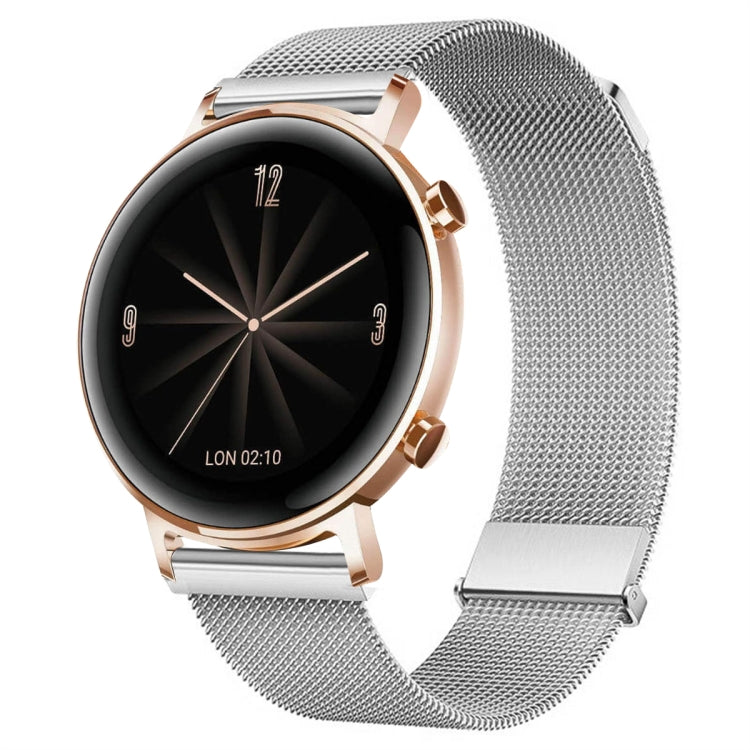 For Huawei Watch GT 2e / GT 42mm/46mm Milan Double Magnetic Steel Mesh Watch Band(Silver) - Watch Bands by PMC TechLife | Online Shopping South Africa | PMC TechLife