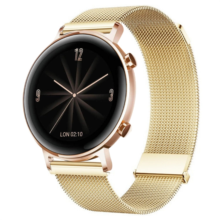 For Huawei Watch GT 2e / GT 42mm/46mm Milan Double Magnetic Steel Mesh Watch Band(Gold) - Watch Bands by PMC TechLife | Online Shopping South Africa | PMC TechLife