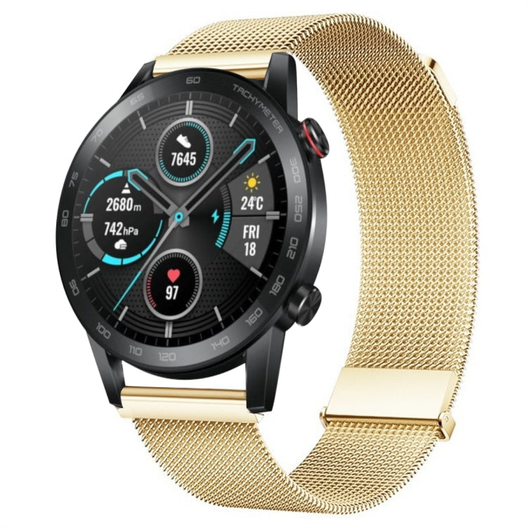 For Honor Magic Watch2 46mm Milan Double Magnetic Steel Mesh Watch Band(Gold) - Watch Bands by PMC TechLife | Online Shopping South Africa | PMC TechLife