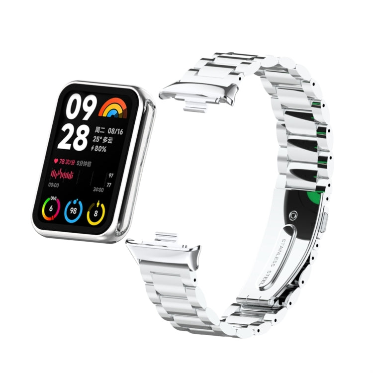 For Xiaomi Mi Band 8 Pro Three Bead Metal Stainless Steel Watch Band(Silver) - Watch Bands by PMC TechLife | Online Shopping South Africa | PMC TechLife