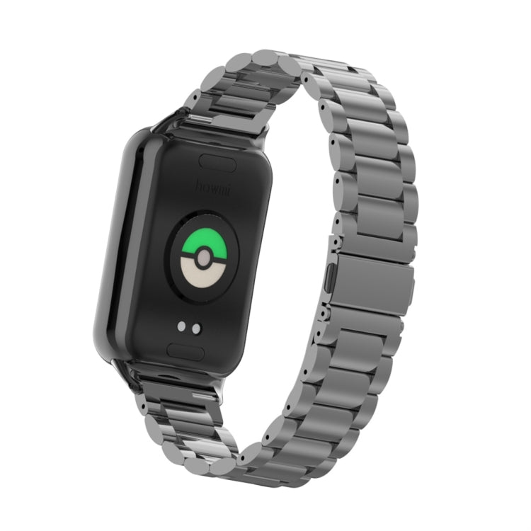 For Xiaomi Mi Band 8 Pro Three Bead Metal Stainless Steel Watch Band(Black) - Watch Bands by PMC TechLife | Online Shopping South Africa | PMC TechLife