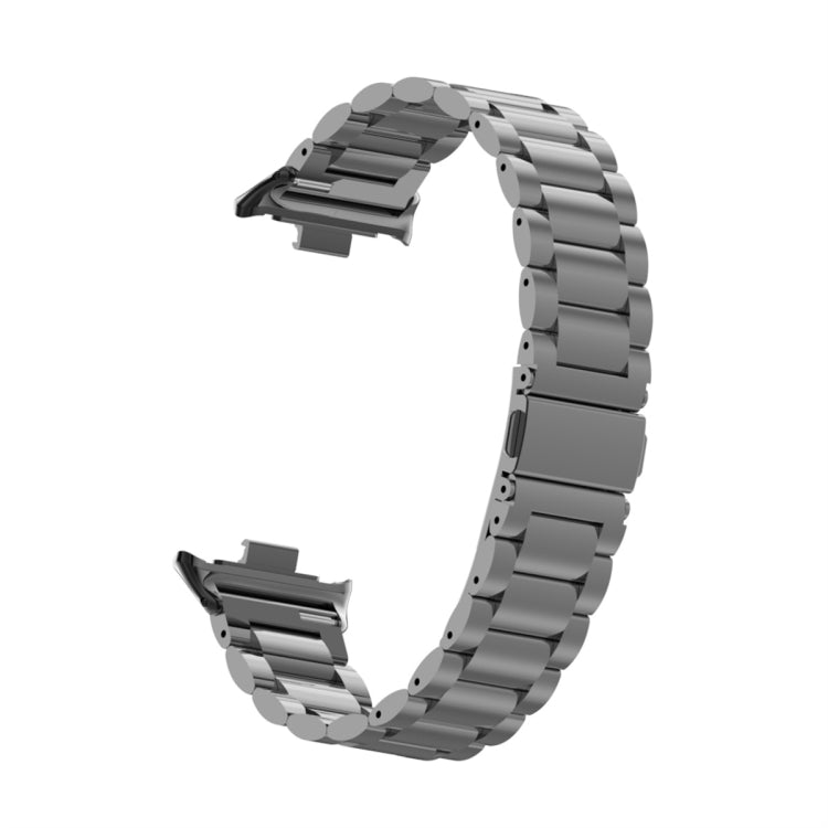 For Xiaomi Mi Band 8 Pro Three Bead Metal Stainless Steel Watch Band(Black) - Watch Bands by PMC TechLife | Online Shopping South Africa | PMC TechLife