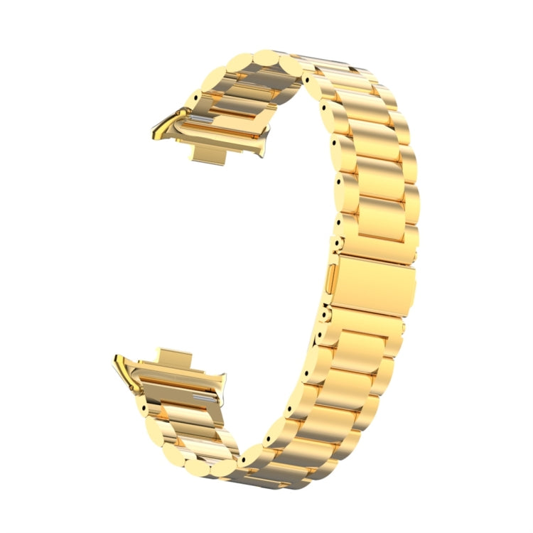 For Xiaomi Mi Band 8 Pro Three Bead Metal Stainless Steel Watch Band(Gold) - Watch Bands by PMC TechLife | Online Shopping South Africa | PMC TechLife