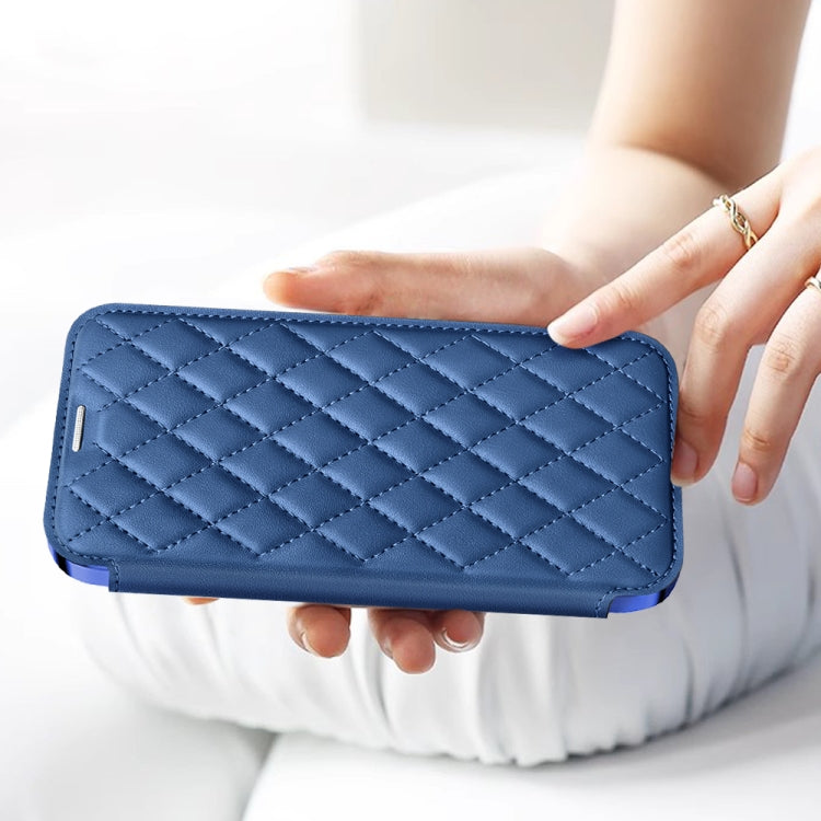 For Samsung Galaxy S23 5G Shield Magsafe RFID Anti-theft Rhombus Leather Phone Case(Dark Blue) - Galaxy S23 5G Cases by PMC TechLife | Online Shopping South Africa | PMC TechLife