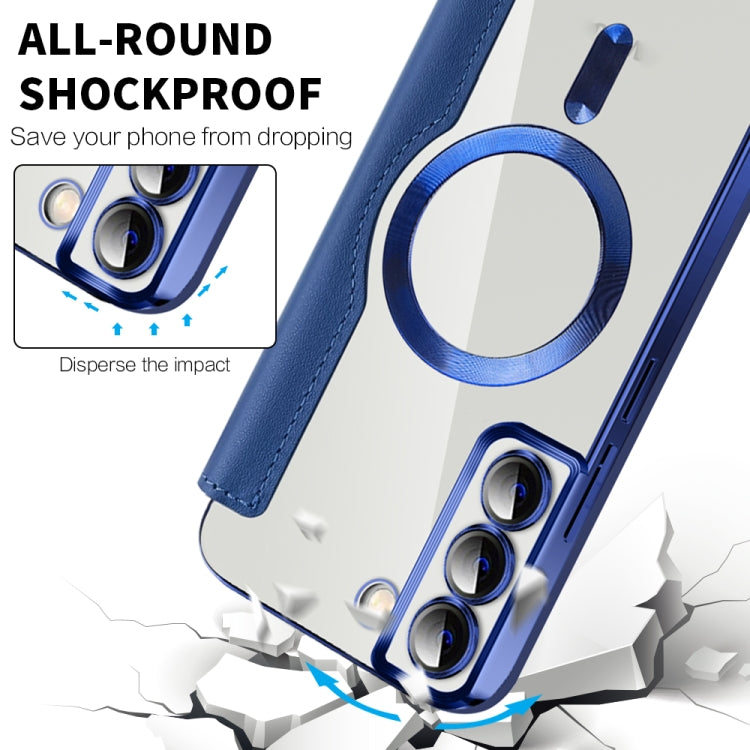 For Samsung Galaxy S23+ 5G Shield Magsafe RFID Anti-theft Rhombus Leather Phone Case(Dark Blue) - Galaxy S23+ 5G Cases by PMC TechLife | Online Shopping South Africa | PMC TechLife