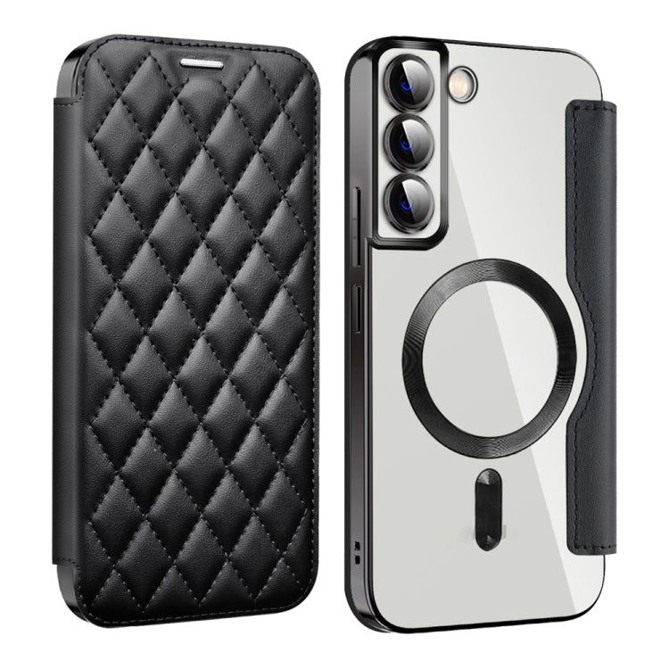 For Samsung Galaxy S23+ 5G Shield Magsafe RFID Anti-theft Rhombus Leather Phone Case(Black) - Galaxy S23+ 5G Cases by PMC TechLife | Online Shopping South Africa | PMC TechLife