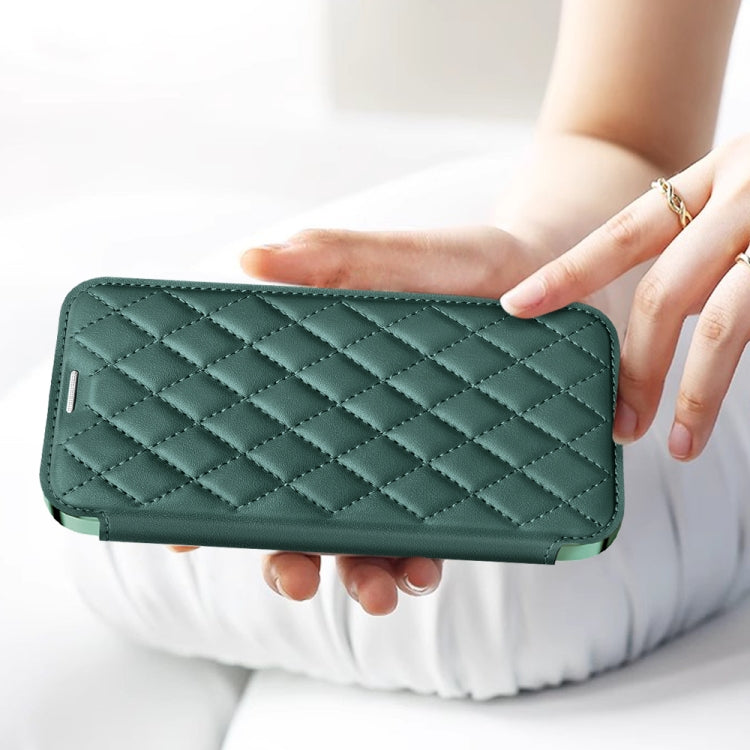 For Samsung Galaxy S23 Ultra 5G Shield Magsafe RFID Anti-theft Rhombus Leather Phone Case(Green) - Galaxy S23 Ultra 5G Cases by PMC TechLife | Online Shopping South Africa | PMC TechLife