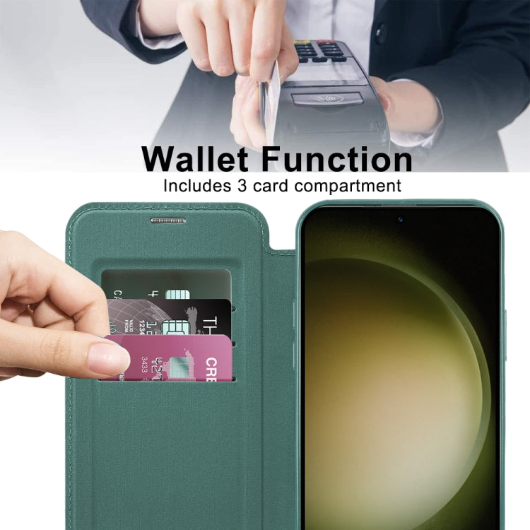 For Samsung Galaxy S23 Ultra 5G Shield Magsafe RFID Anti-theft Rhombus Leather Phone Case(Green) - Galaxy S23 Ultra 5G Cases by PMC TechLife | Online Shopping South Africa | PMC TechLife