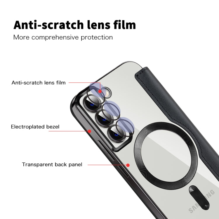 For Samsung Galaxy S22+ 5G Shield MagSafe RFID Anti-theft Rhombus Leather Phone Case(Black) - Galaxy S22+ 5G Cases by PMC TechLife | Online Shopping South Africa | PMC TechLife | Buy Now Pay Later Mobicred